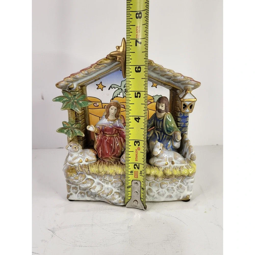 Ceramic Nativity Scene Figurine Holy Family Christmas Decor No lights